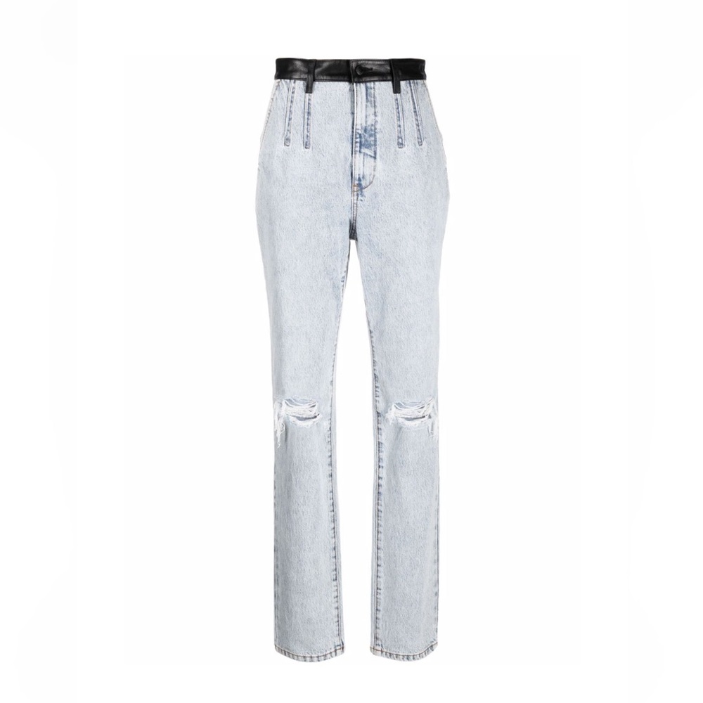 Leather trimmed denim